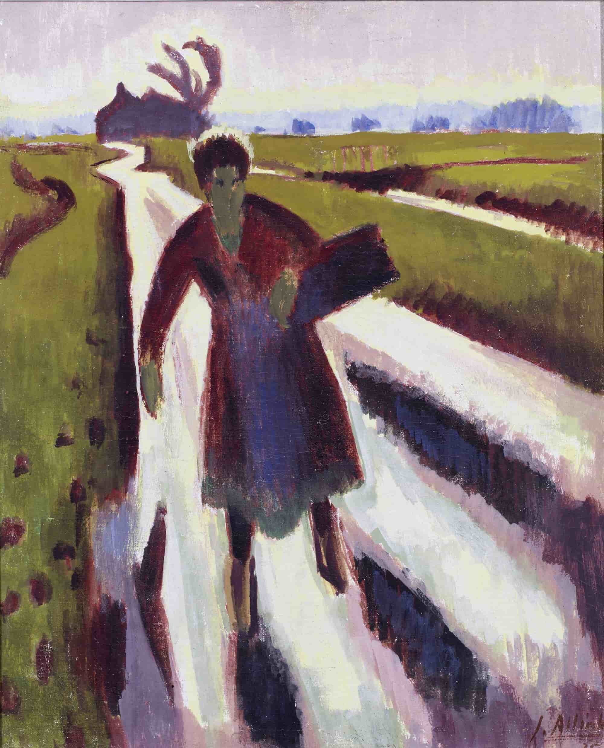 Koopvrouw op landweg