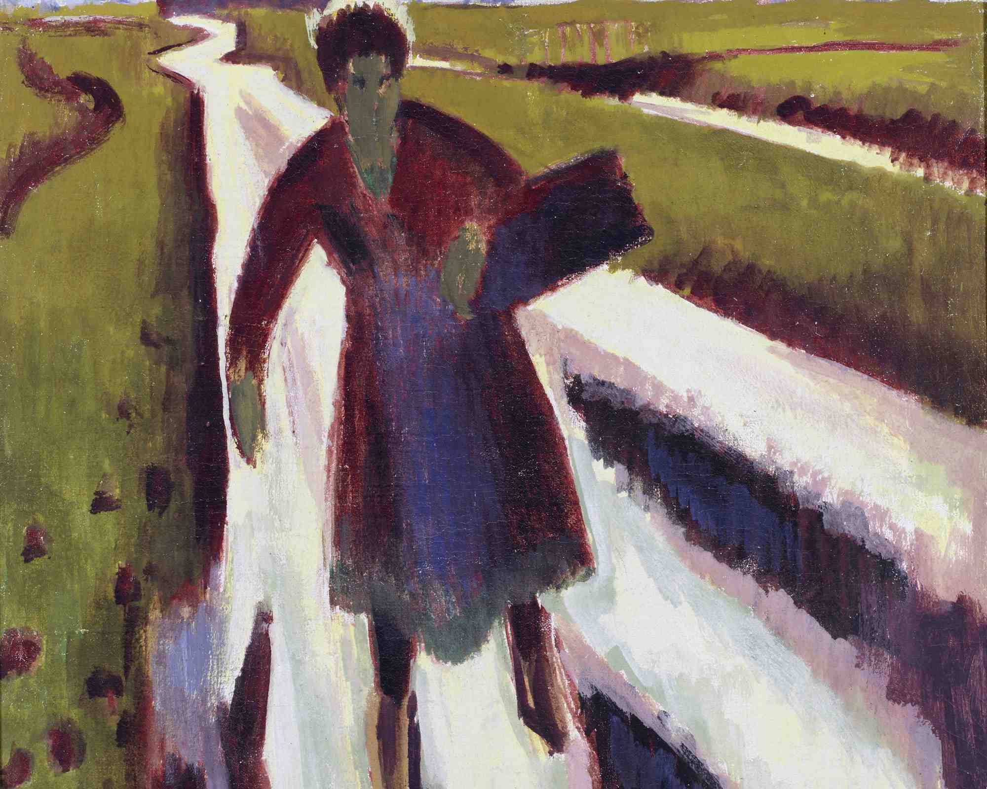 Koopvrouw op landweg